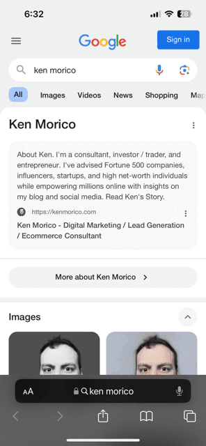 Google Knowledge Graph - Mobile Search Results