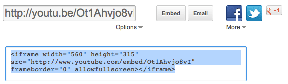 YouTube embed box