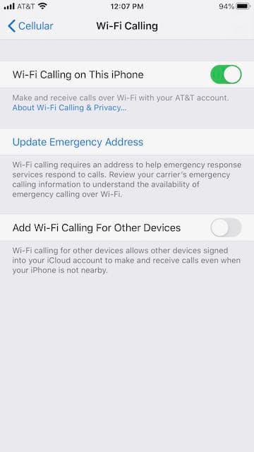 Add WIFI Calling for Other Devices