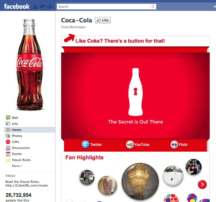Facebook Coca-Cola Business Page